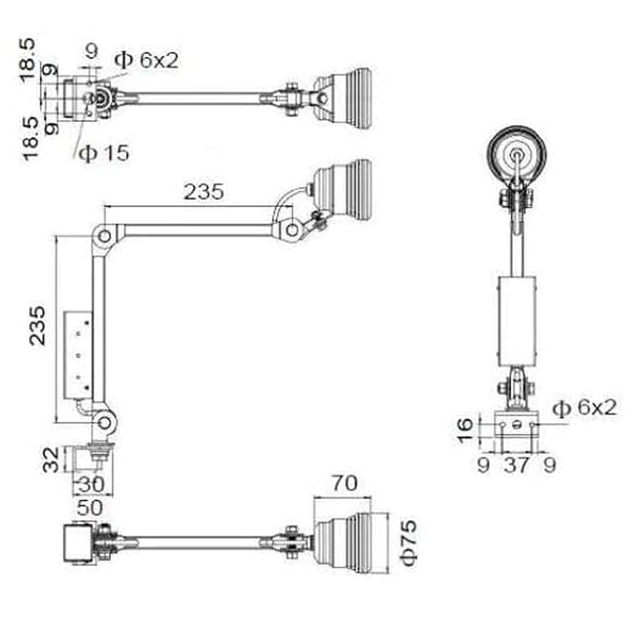 9 WATT 3 ARM LED Machine Light, 220V-240VAC - Image 4